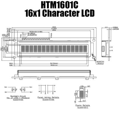 Monochrome модуль 1X16 LCD характера с интерфейсом HTM1601C MCU