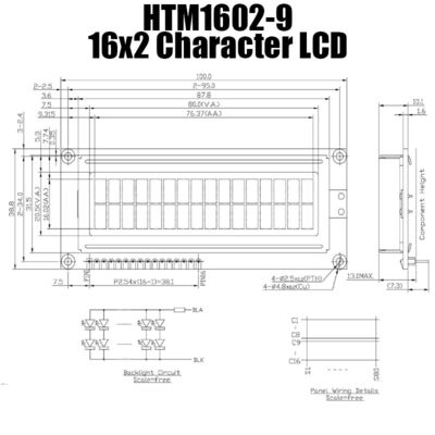Прочный дисплей LCD характера 16x2, многофункциональный дисплей STN LCD
