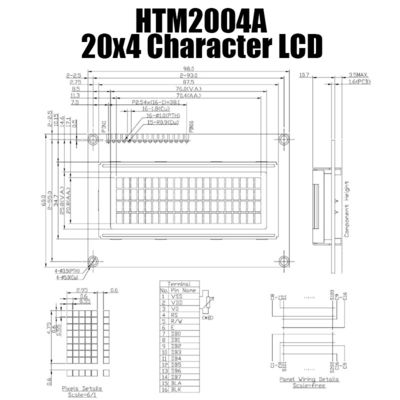 Экран 20x4 5x8 LCD характера инструментирования с курсором HTM-2004A