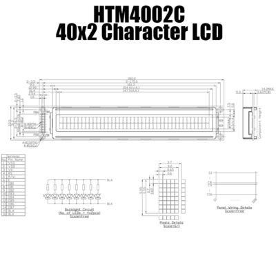 промышленный модуль LCD характера 5V показывает 40x2 8 сдержанное HTM4002C