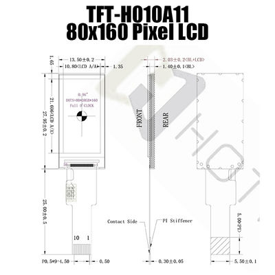 Тип TFT LCD Адвокатуры 0,96 дюймов, солнечный свет читаемое TFT 350cd/m2 SPI