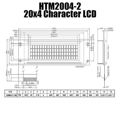 Прочный модуль LCD характера 4X20 с бортовой белизной освещает HTM2004-2 контржурным светом