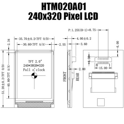 2,0 дисплей практически 240x320 HTM020A01 модуля дюйма SPI TFT LCD