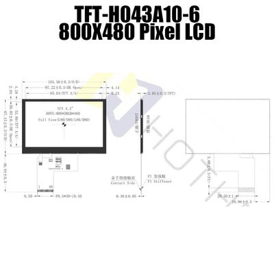 Пикселы TFT-H043A10SVIST6N40 дисплея 800x480 4,3 дюймов TFT LCD солнечного света читаемые