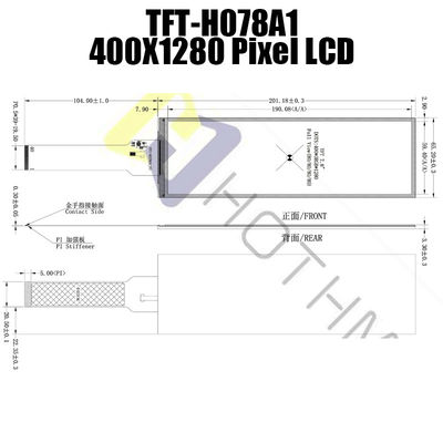 7,8 тип TFT Адвокатуры дюйма 400x1280, дисплей LCD высокой яркости ST7703