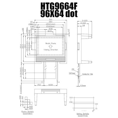 96X64 графический COG LCD ST7549 | FSTN + дисплей с БЕЛЫМ Backlight/HTG9664F