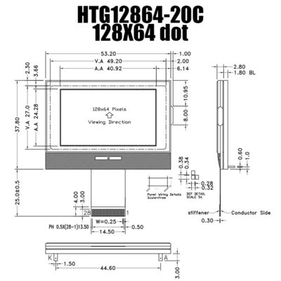 графический модуль ST7567 LCD COG 128X64 с белой стороной освещает HTG12864-20C контржурным светом