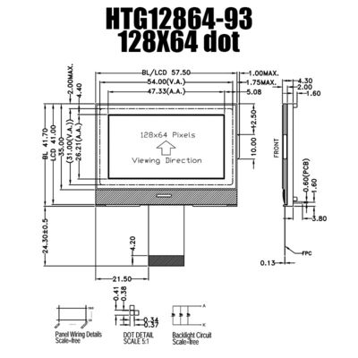 модуль графического дисплея LCD серого цвета 128X64 с белой стороной освещает HTG12864-93 контржурным светом