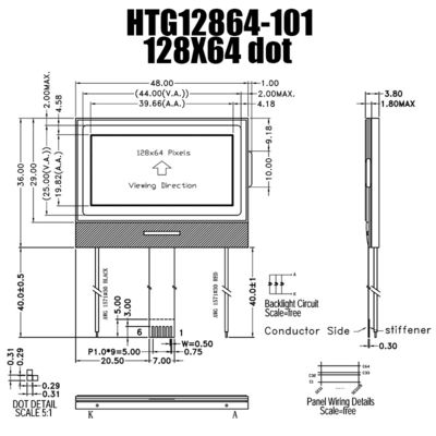 дисплей COG 128X64 LCD, модуль HTG12864-101 UC1601S графический LCD