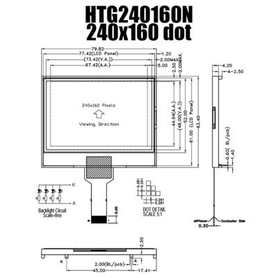 модуль ST7529 графического дисплея 240x160 LCD с бортовой белизной освещает HTG240160N контржурным светом