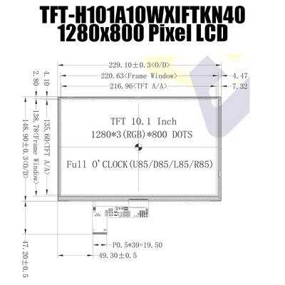 тип солнечного света модуля IPS TFT LVDS LCD пикселов 1280x800 читаемый