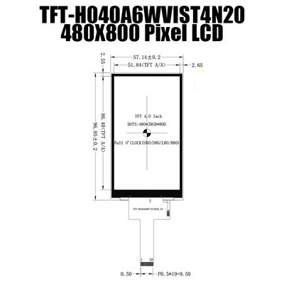 4,0 дисплей солнечного света читаемый TFT IPS MIPI LCD дюйма 480x800