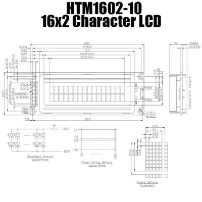 Универсальный дисплей 16x2 LCD, желтый зеленый модуль HTM1602-10 дисплея LCM