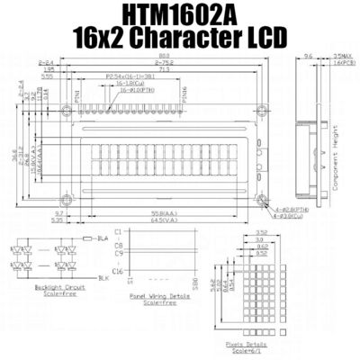 модуль среднее STN желтое зеленое HTM1602A LCD характера 16x2 16PIN