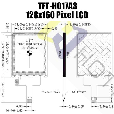 1,77 монитор цвета дисплея 128x160 Tft солнечного света читаемый сопротивляющийся TFT дюйма