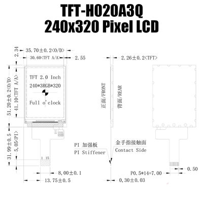 2 дисплей IPS TFT LCD дюйма, дисплей LCD температуры 240x320