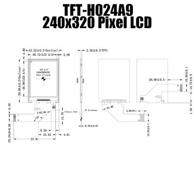 Дисплей 240x320 TFT-H024A9QVIFT8N20 прочного 2,4 солнечного света читаемый TFT LCD дюйма