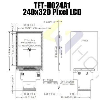 40PIN солнечный свет читаемое TFT 2,4 дюймов, панель TFT-H024A1QVIST8N40 240x320 TFT LCD