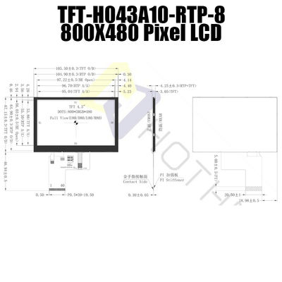3.3V сопротивляющийся LCD 4,3 дюйма, дюйм TFT-H043A10SVIST5R40 800x480 LCD TFT 4,3