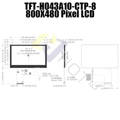 800x480 4,3 монитор Pcap модуля экрана касания модуля дисплея дюйма TFT LCD емкостный