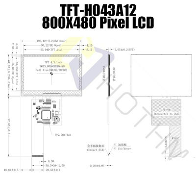 Цвет IC ST7262 модули 800x480 TFT-H043A12SVILT5N40 4,3 дюймов TFT LCD