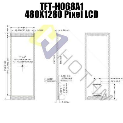 6,86 тип солнечный свет читаемое NV3051F1 Адвокатуры дюйма 480x1280 круга TFT LCD