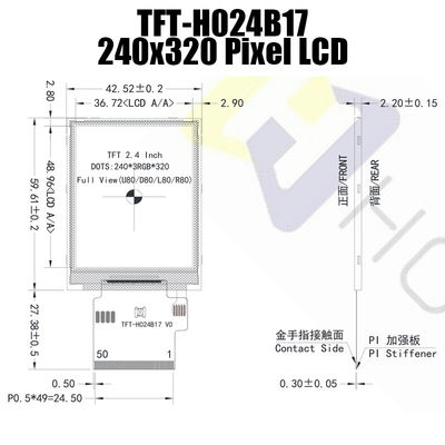 2,4 модуль дюйма 240x320 SPI TFT, солнечный свет читаемый LCD TFT-H024B17QVIST6N50 IC ST7789