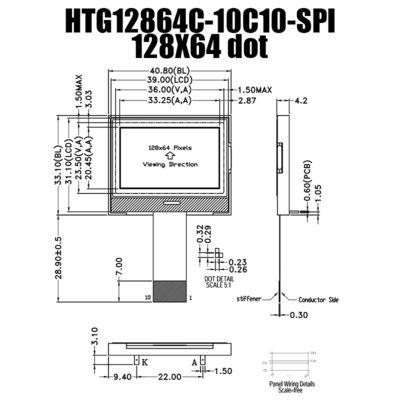 дисплей модуля ST7567 SPI FSTN LCD COG 128X64 с белой стороной освещает HTG12864C-SPI контржурным светом