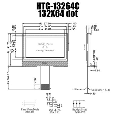 модуль COG 132x64 промышленный LCD, прочный дисплей HTG13264C SPI LCD
