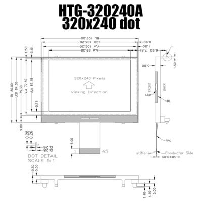 Дисплей положительное Transflective HTG320240A модуля 320x240 ST75320 FSTN LCD COG SPI графический