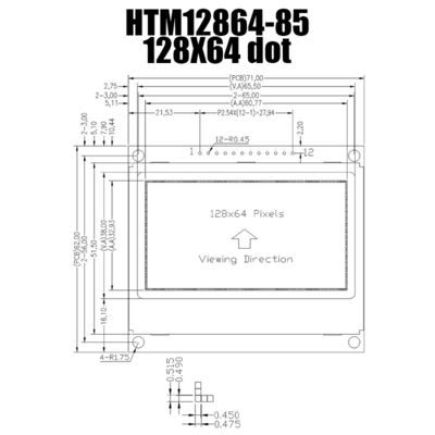 дисплей 128X64 SPI FSTN графический LCD с белой стороной освещает контржурным светом