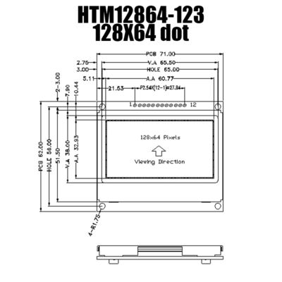 дисплей модуля FSTN LCD УДАРА 128X64 графический с отрицательным напряжением тока