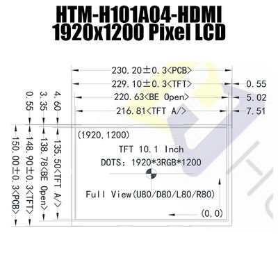 10.1inch 1920x1200 HDMI 1,4 LCD дисплея IPS типа солнечного света читаемого