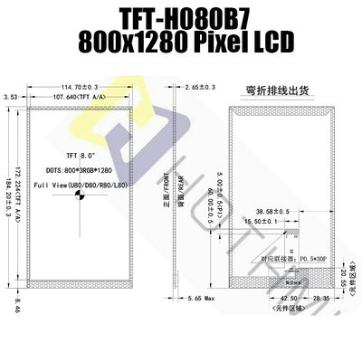 8,0 модуль технологии TFT дисплея MIPI NV3051F1 дюйма 800x1280 IPS LCD