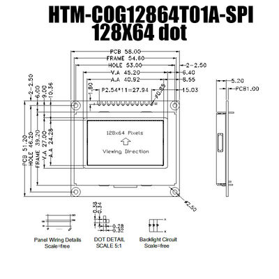 температура графического LCD модуля 128X64 SPI ST7567 FSTN широкая для инструментирования
