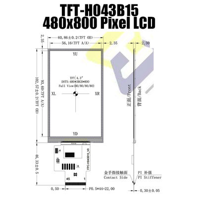 4,3 изготовитель модуля 480X800 дисплея дюйма TFT LCD для инструментирования