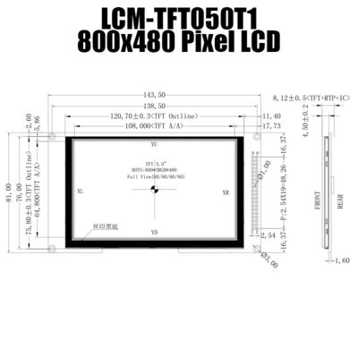 5,0 панель модуля дюйма 800x480 IPS сопротивляющаяся TFT с доской регулятора LCD