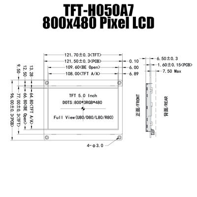 5 дюймов для дисплея 800x480 модуля HDMI TFT ставит точки панель с доской регулятора LCD