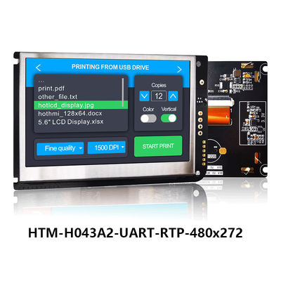 4,3 дисплей экрана касания TFT UART дюйма сопротивляющийся LCD 480x272 С ДОСКОЙ РЕГУЛЯТОРА LCD