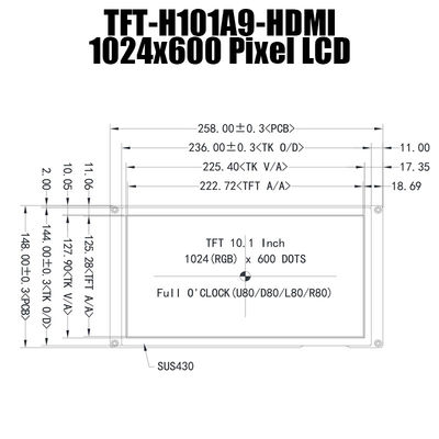 10,1 солнечный свет дисплея модуля дюйма HDMI IPS 1024x600 TFT LCD читаемый с поленикой Pi