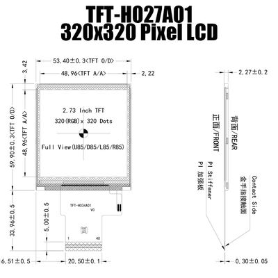 2.7 дюймовый IPS 320x320 Читаемый солнечный свет TFT дисплейная панель MCU для промышленного управления